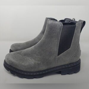 Sorel Women's Lennox Chelsea Boot in quarry gray waterproof leather.